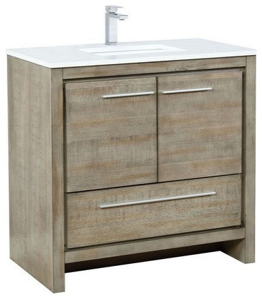 Lafarre Contemporary 36" Rustic Acacia Bathroom Vanity, Monte Chrome Faucet