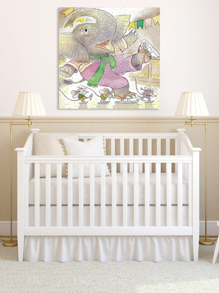 "Elephant and Mouses" Painting Print on Canvas by Curtis