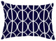 Ovals Go 'Round 14"x20" Abstract Decorative Outdoor Pillow, Navy Blue