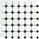 Thassos White Marble Polished Octagon Mosaic Tile w/ Black Dots