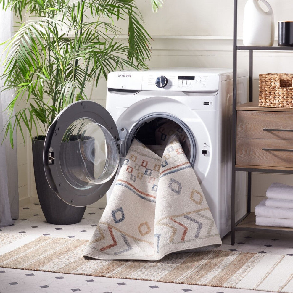 Safavieh Blair Machine-Washable Collection BLR226 Rug, Beige/Multi, 4'x6'