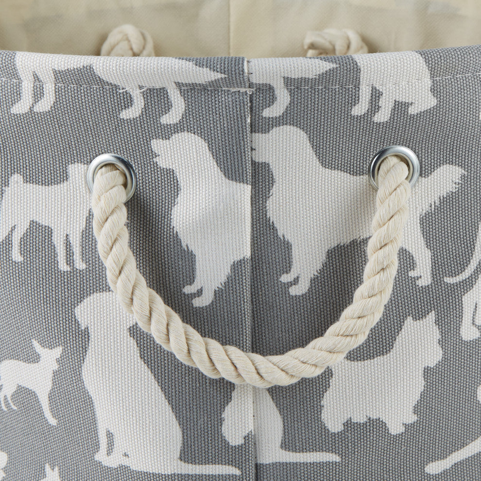 Polyester Pet Bin Dog Show Gray Round Large 15x18x18