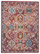 5' X 7' Red And Ivory Damask Power Loom Area Rug