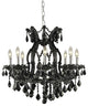 Elegant Maria Theresa Dining Room Light, Black Finish With Royal Cut Crystal