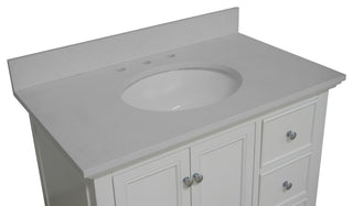 Bella 36" Bathroom Vanity, White, Quartz