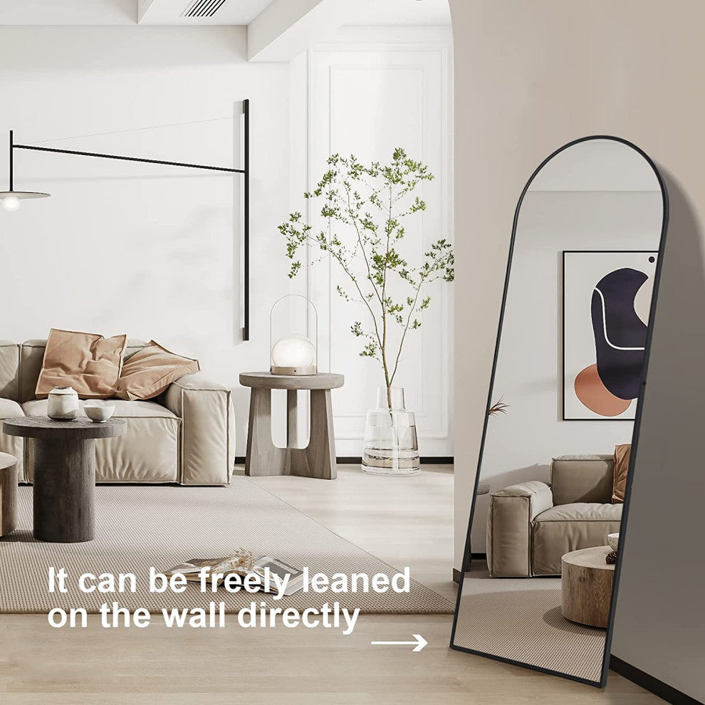 22x65" Large Arched-Top Framed Freestanding Full Length Mirror