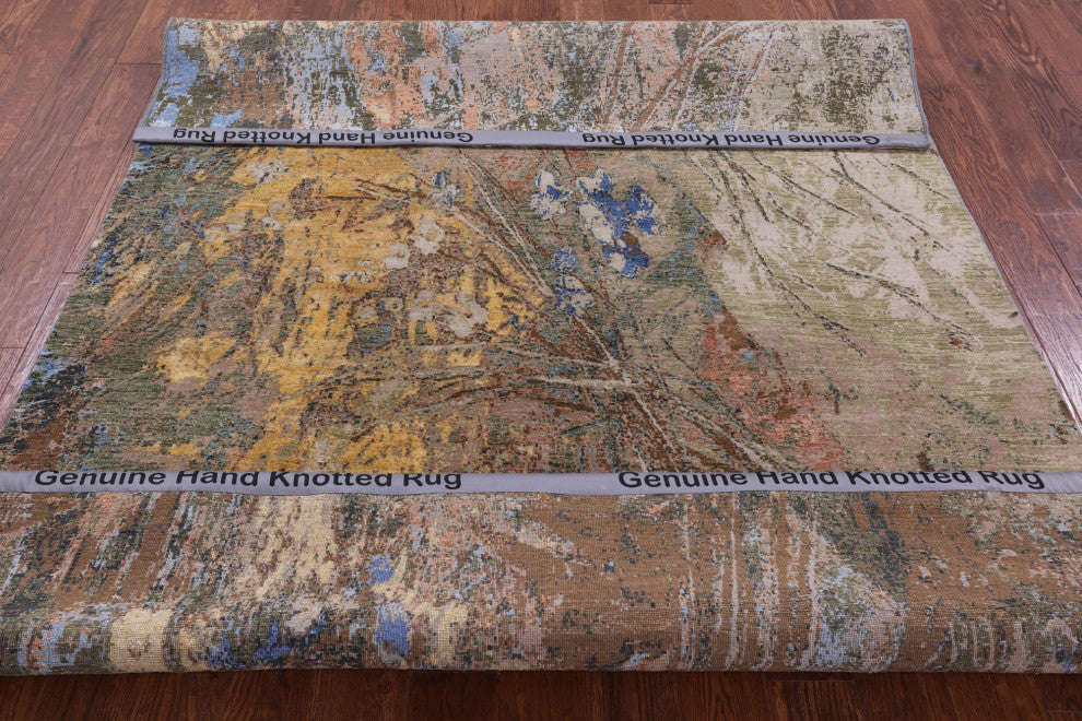 6' 1" X 9' 2" Wool and Silk Modern Handmade Rug Q8890