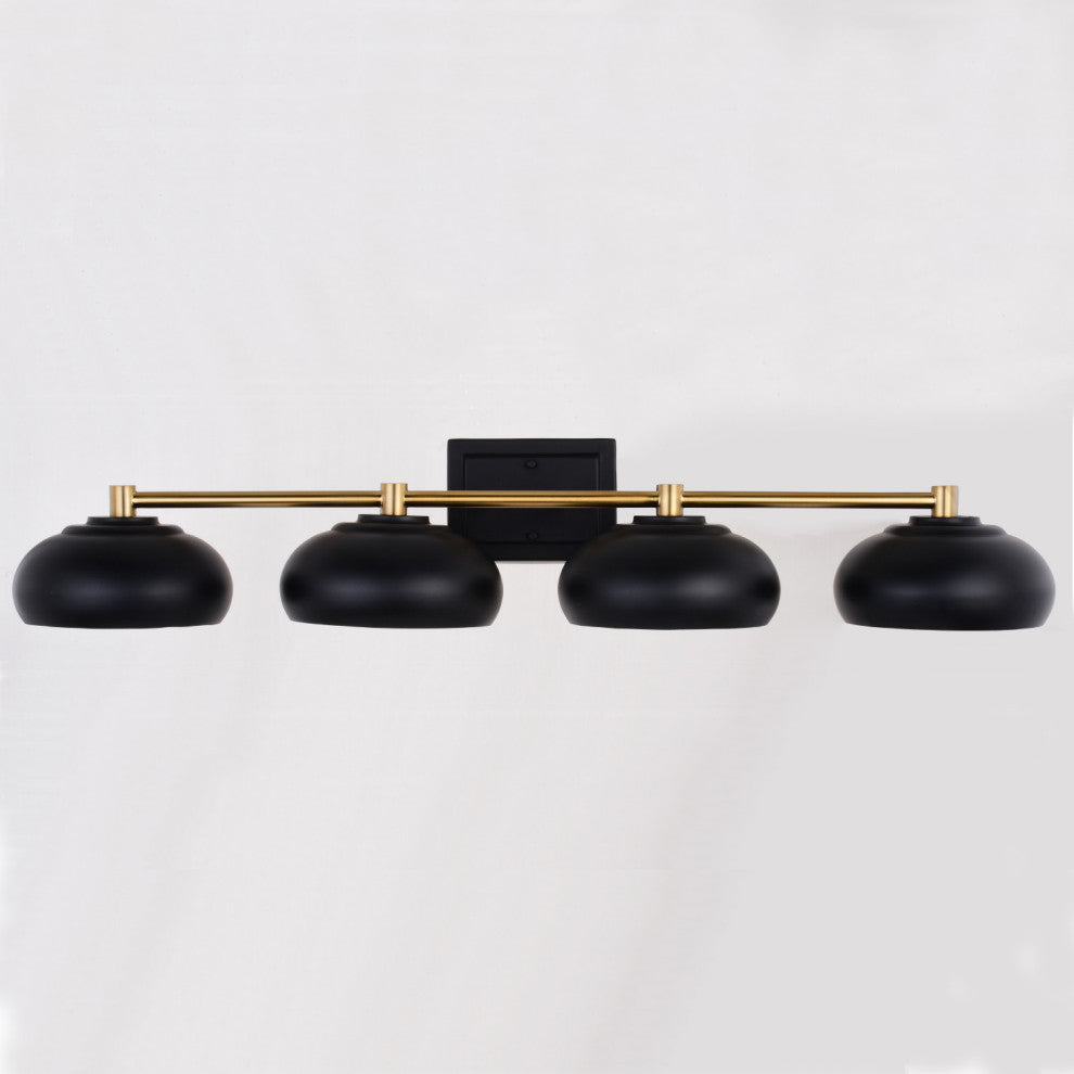 Belmont 4 Light Vanity Matte Black and Satin Brass