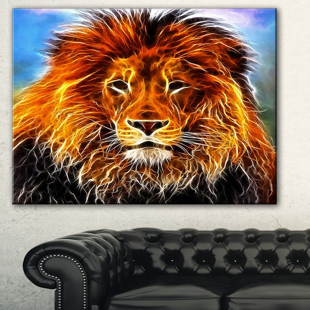 "Drawing of the King of Jungle" Animal Art Canvas Print, 32"x16"