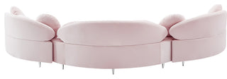 Vivacious Velvet Upholstered 3-Piece Sectional, Pink