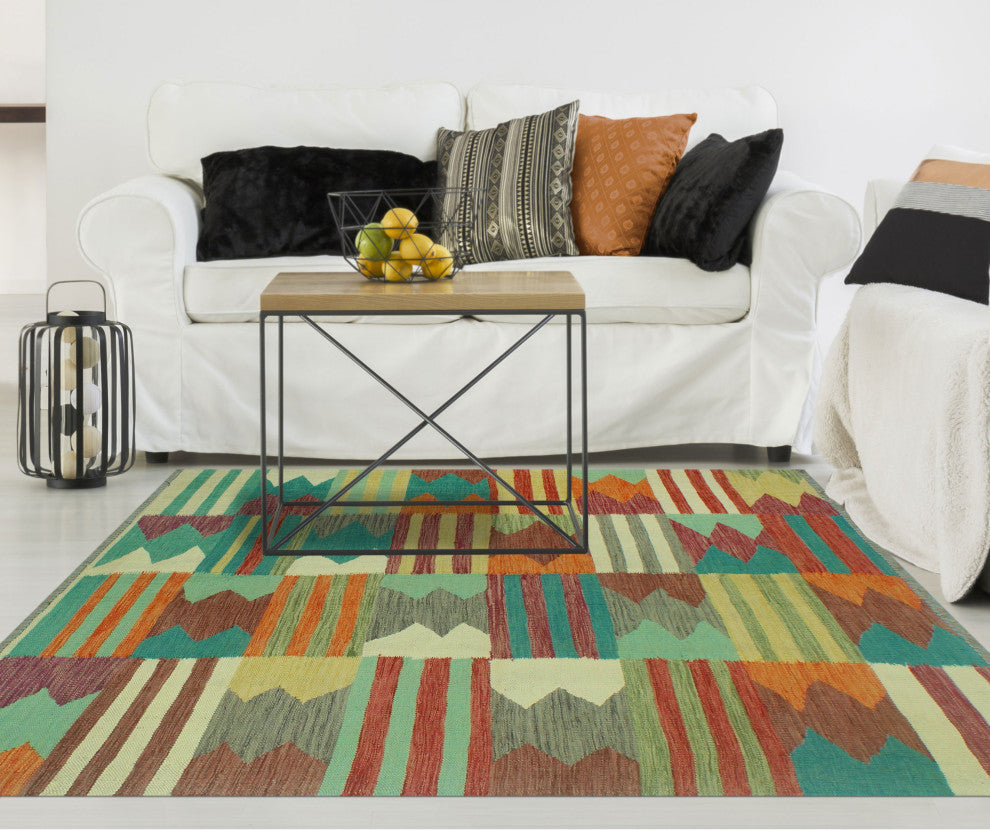 Winchester Kilim Renata Turquoise/Ivory Rug, 4'10x6'5