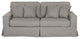 Box Cushion Slip-Covered Sofa, Stain Resistant Performance Fabric, Gray