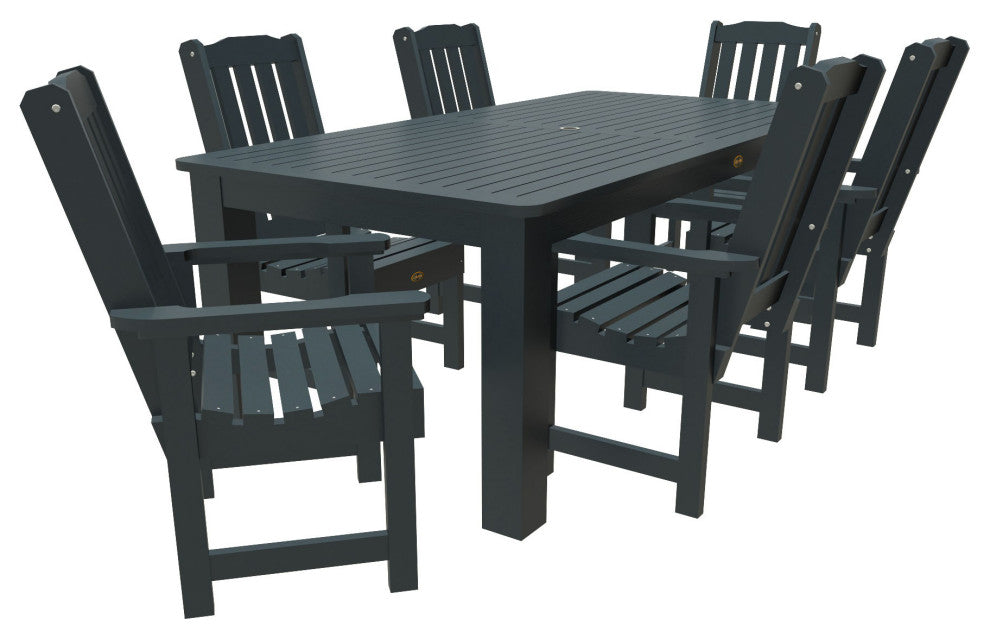 Springville 7-Piece 42x84 Dining Set, Weathered Acorn, Federal Blue