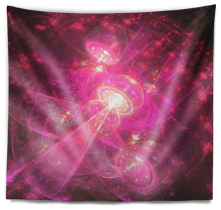 Pink Fractal Space Theme Abstract Wall Tapestry, 60"x50"