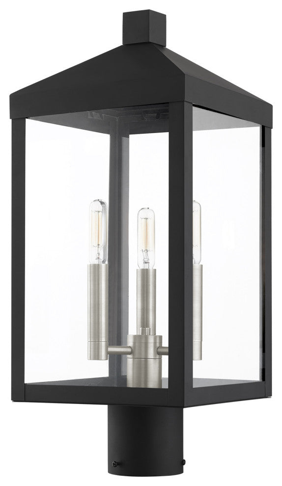 Livex Lighting Nyack 3 Light Antique Brass Medium Outdoor Post Top Lantern