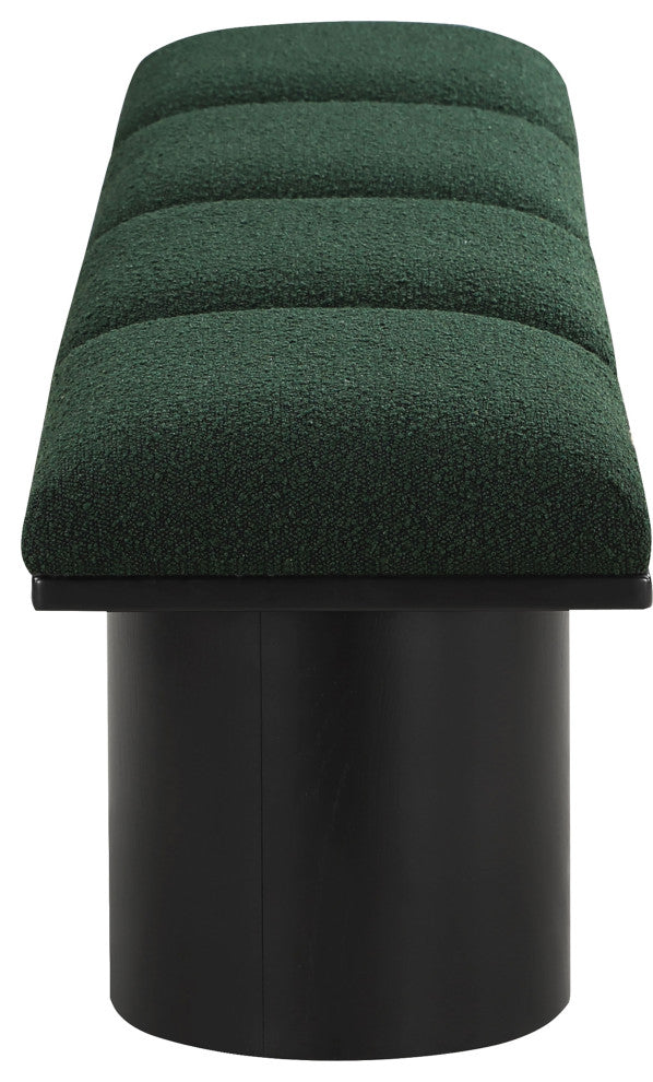 Pavilion Boucle Fabric Upholstered 4-Piece Modular Bench, Green, Black Finish
