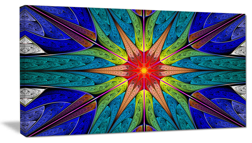 Budding Fractal Colorful Flower, Abstract Canvas Art Print, 40x20