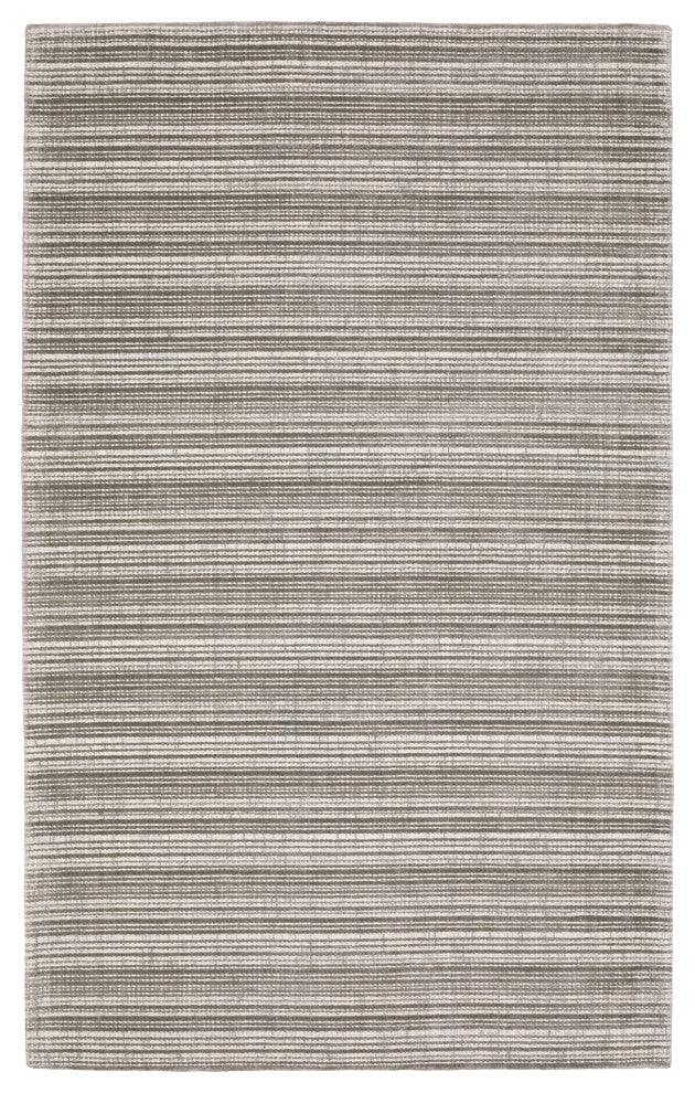 Cayden Textural Stripe Wool Blend Grey/ Ivory Hand-tufted Rug 8' x 10'