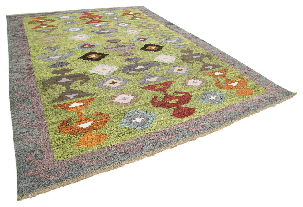 Rug N Carpet - Hand-knotted Turkish 9' 11'' x 13' 7'' Unique Wool Kilim Rug