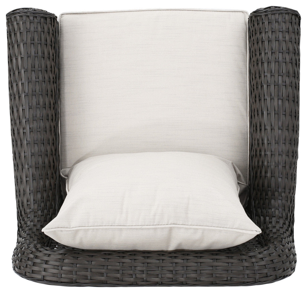 GDF Studio Admiral Outdoor Wicker Swivel Rocking Chair, Water Resistant Cushions, Set of 2