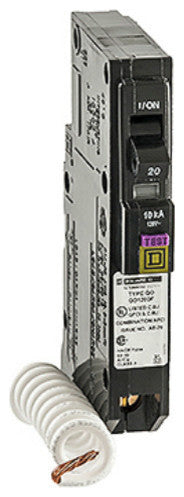 Square-D QO120DFC Single Pole Circuit Breaker, QO, 20A, 1 Space Per Pole
