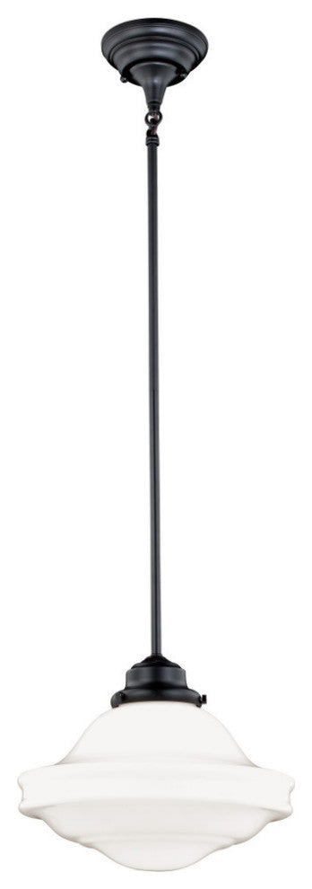 Vaxcel Huntley 12" Pendant, Oil Rubbed Bronze, Milk Glass