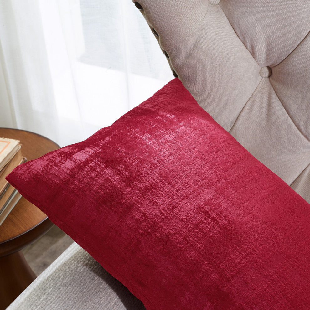 Velvet 2 Piece Lumbar Pillow Cover Set, Tango Red, 2 Piece, 14"x26"