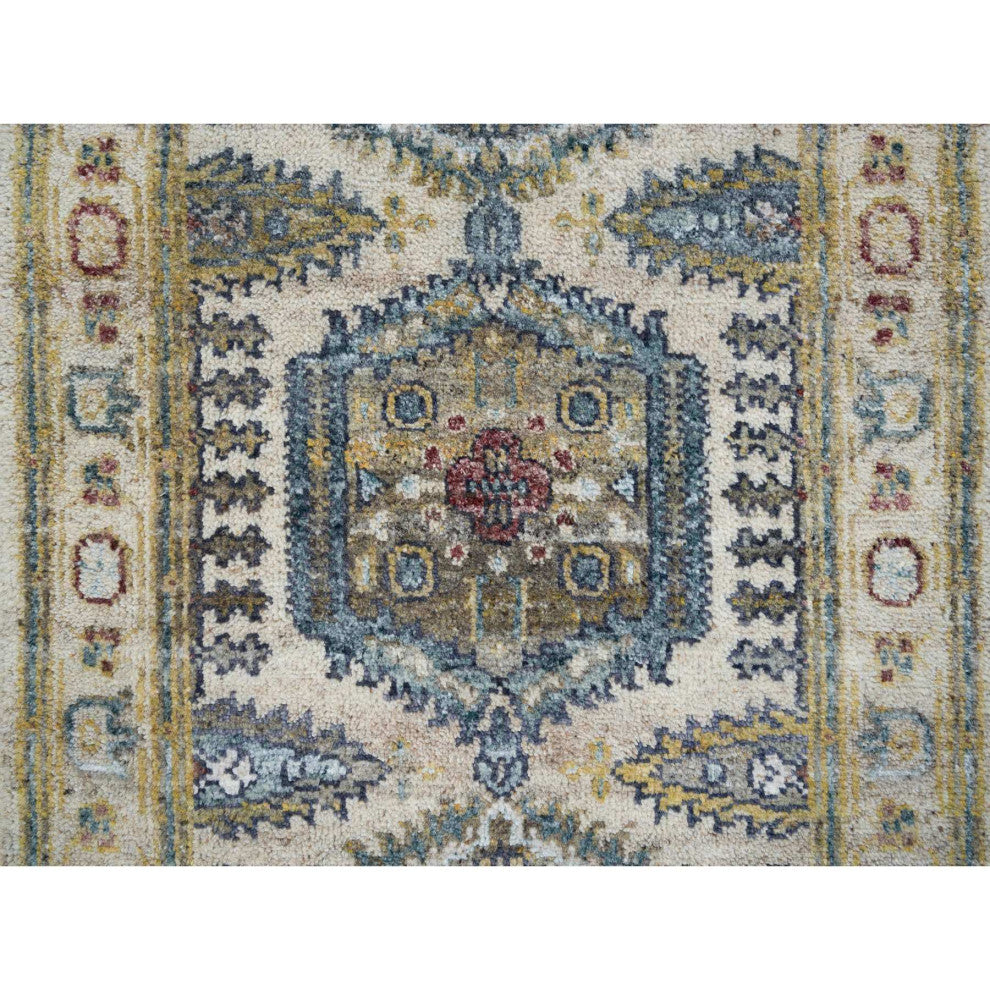 Ivory Hand Knotted Reimagined Persian Viss Design Runner Oriental  2'7"x11'10"