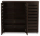 3-Door Dark Brown Wooden Entryway Shoes Storage Cabinet