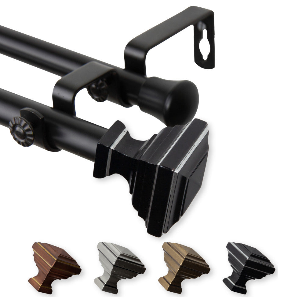 Kira 13/16" Double Curtain Rod Black