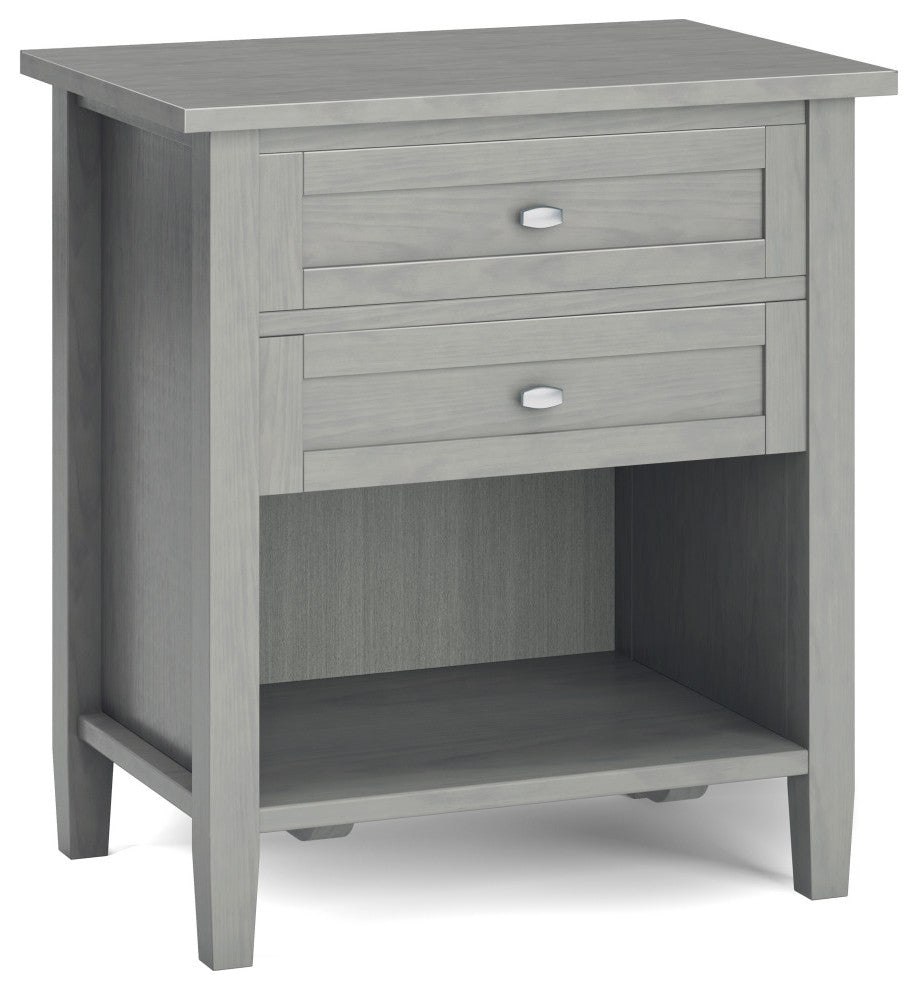 Warm Shaker Solid Wood Bedside Table, Fog Grey