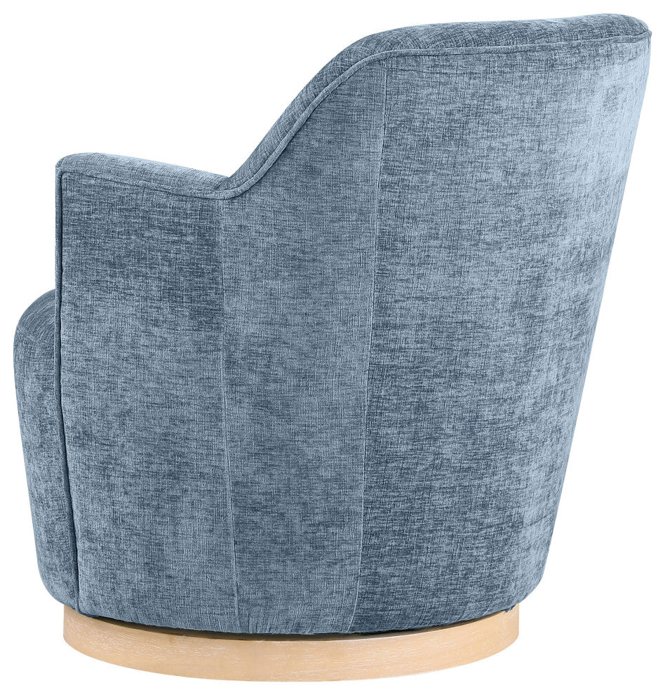 Clarita Swivel Accent Chair, Blue, Chenille Fabric