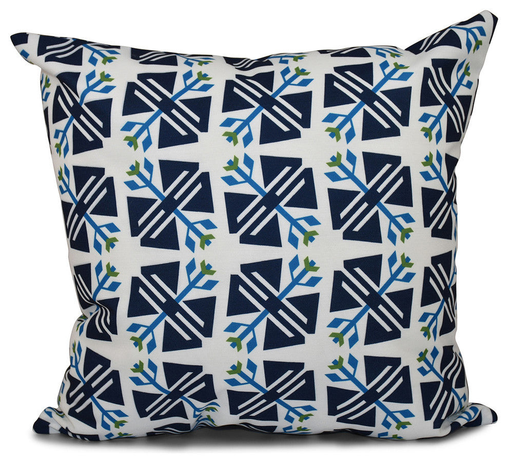 Jodhpur Ditsy, Geometric Outdoor Pillow, White, 20"x20"