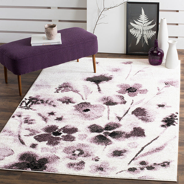 Safavieh Adirondack Adr127L Solid Color Rug, Ivory/Purple, 2'6" X 8'0"