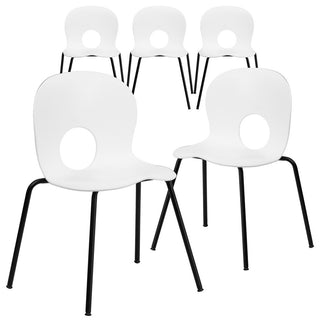 Hercules Series 770 lb. Capacity Designer White Plastic Stack Chairs, Set of 5