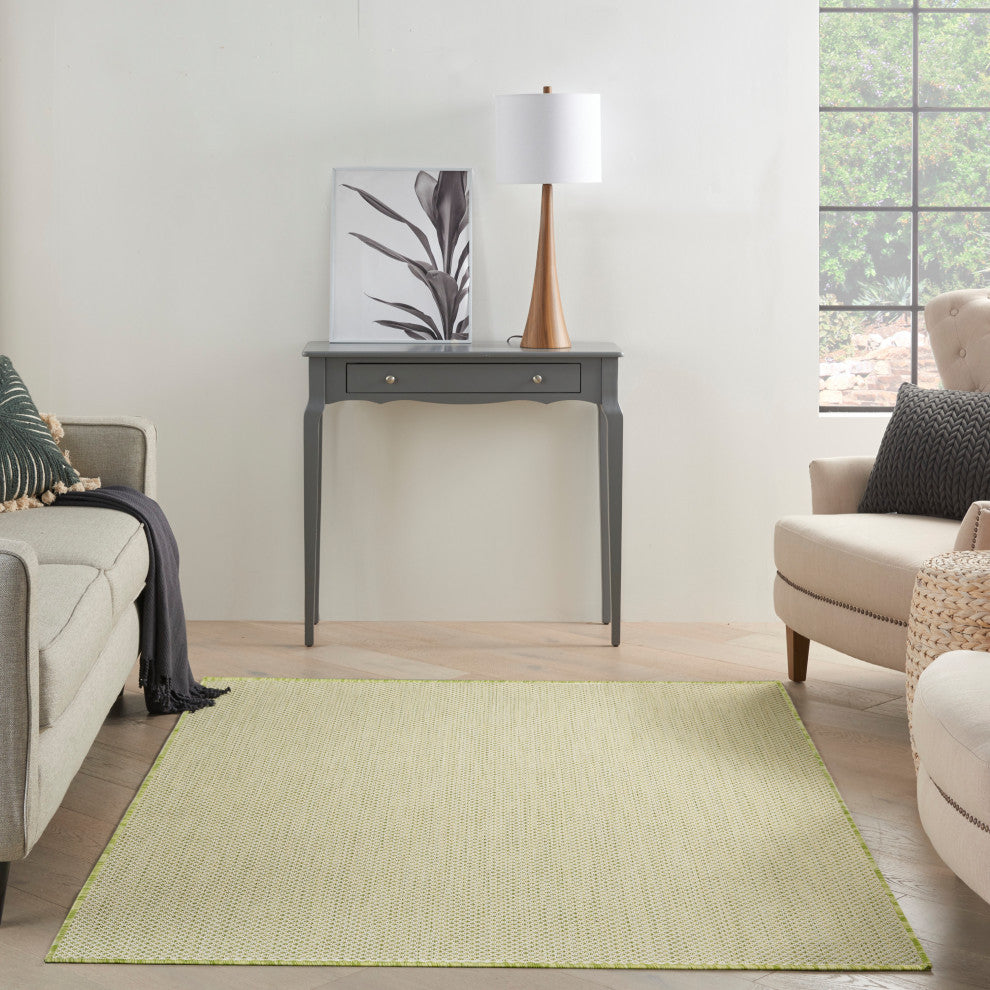 Nourison Courtyard 6' x 9' Ivory Green Modern Area Rug