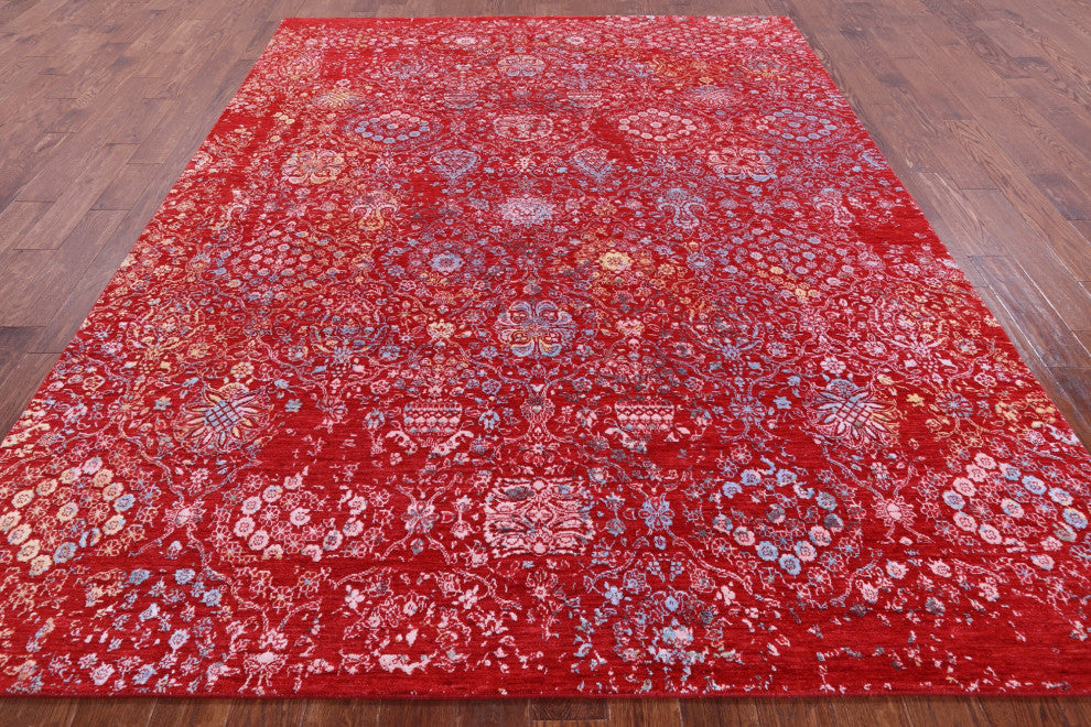 7' 10" X 10' 5" Wool & Silk Modern Handmade Rug - Q14899