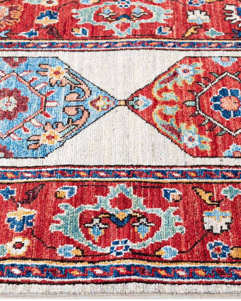 Tribal One-of-a-Kind Hand-Knotted Area Rug Beige, 2' 8" x 9' 9"