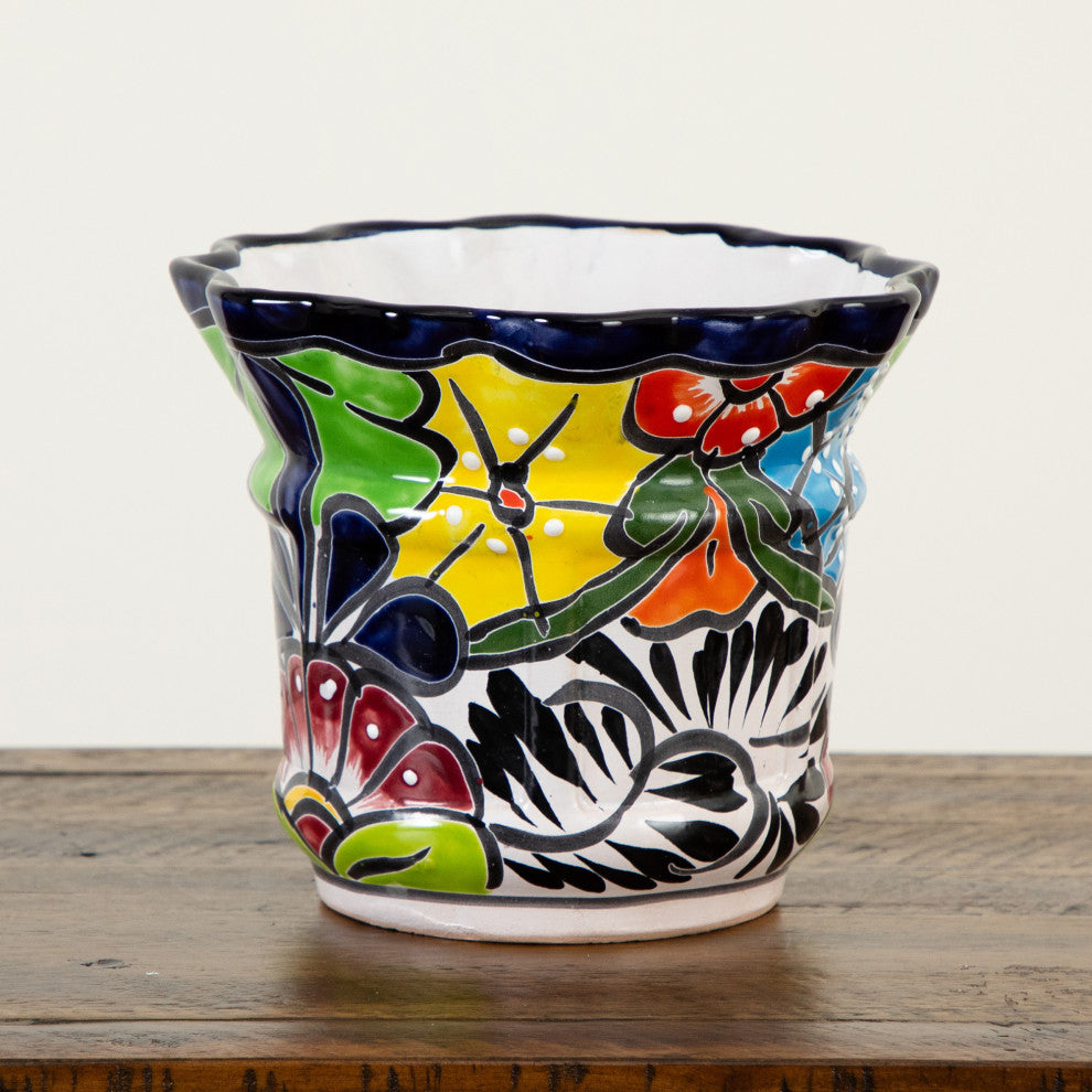 7in. x 8in. Handmade Mexican Talavera Ceramic Planter