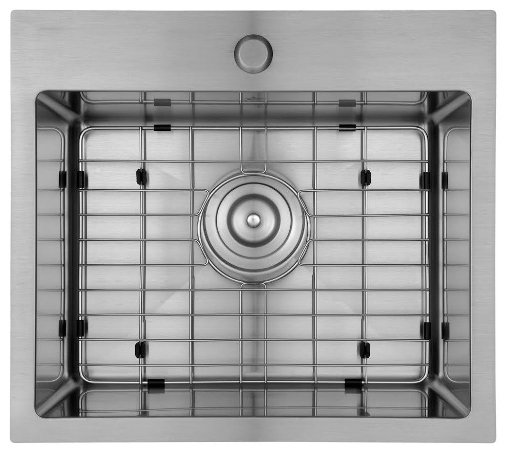 Drop-in Topmount 304 Stainless Steel, Single Bowl, 19.75x16.75x8, With Grid