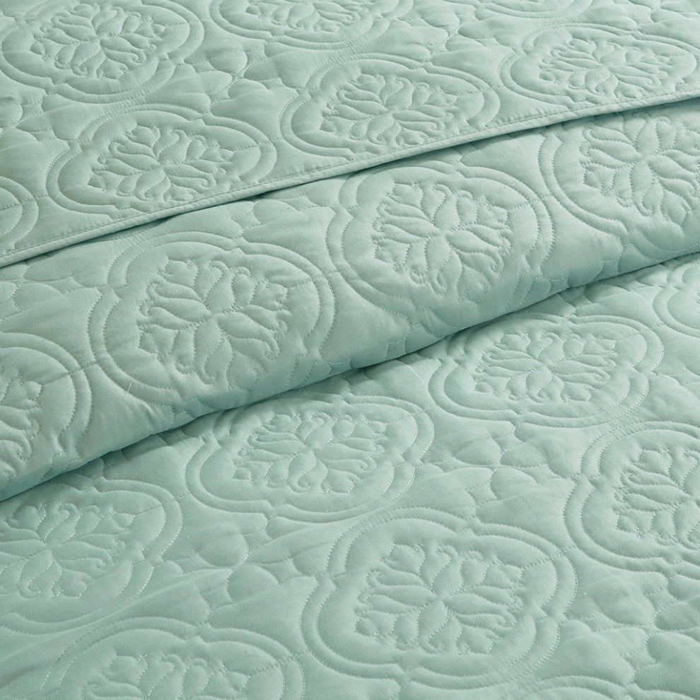 510 Design Oakley Quilted Oversized 3-Piece Bedspread Set, Seafoam, King/Cal Kin
