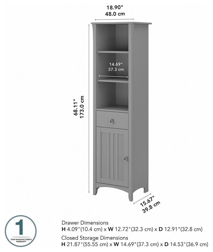 Bush Furniture Salinas Tall Narrow Bookcase Cabinet