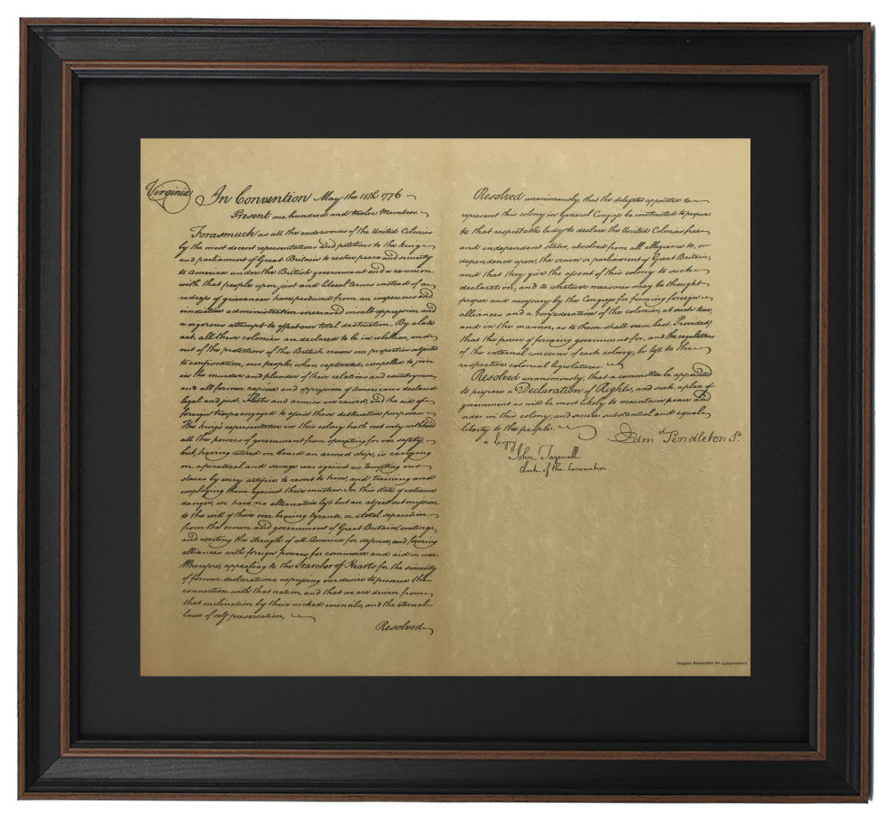 Framed Virginia Resolution of Independence
