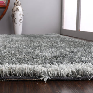 HAND TUFTED SHAG POLYESTER ECO-FRIENDLY AREA RUGS, Silver Color, Solid Design