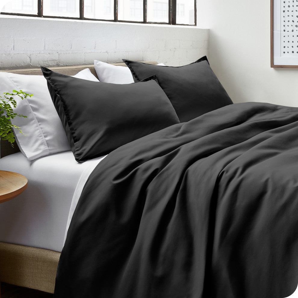 Bare Home Microfiber Duvet Cover & Sham Set, Black, King