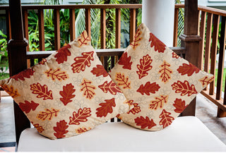 20" x 20" Retro Leaves Indoor/Outdoor Polyester Throw Pillow, Maple Red