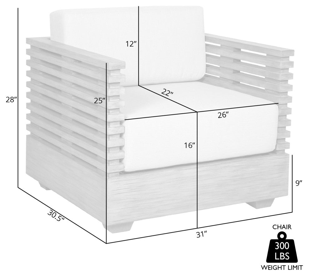 Vivid Outdoor Patio Chair, Gray Eucalyptus Wood With Gray Olefin Cushions