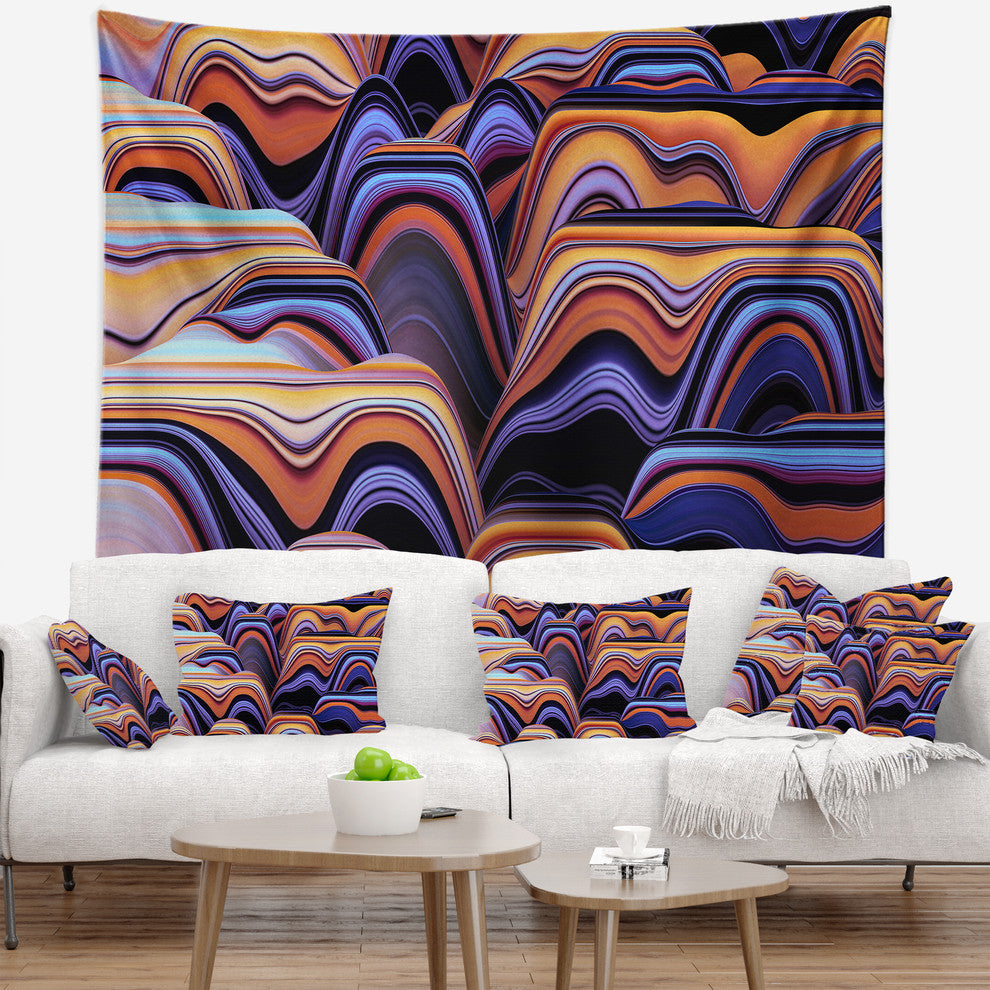 Abstract Mountains 3D Texture Abstract Wall Tapestry, 80"x68"