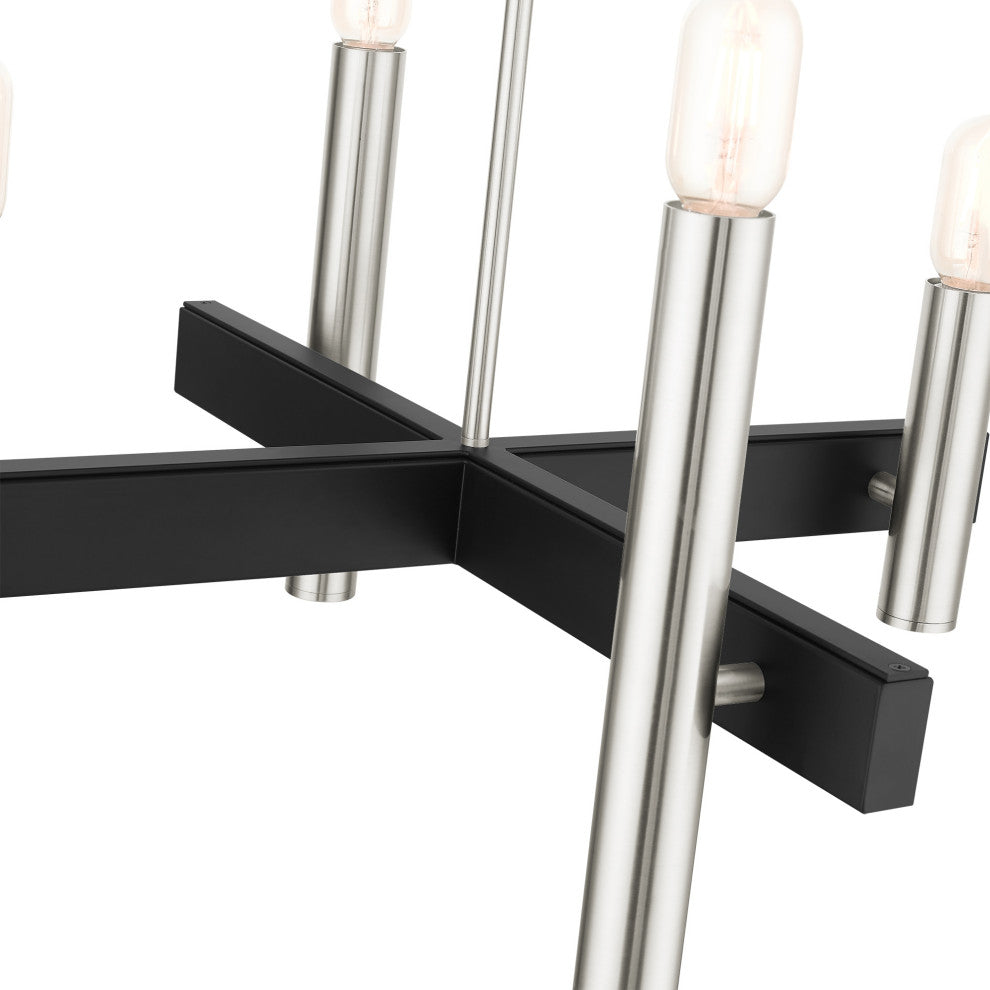 Brushed Nickel Mid Century Modern, Urban, Scandinavian, Chandelier