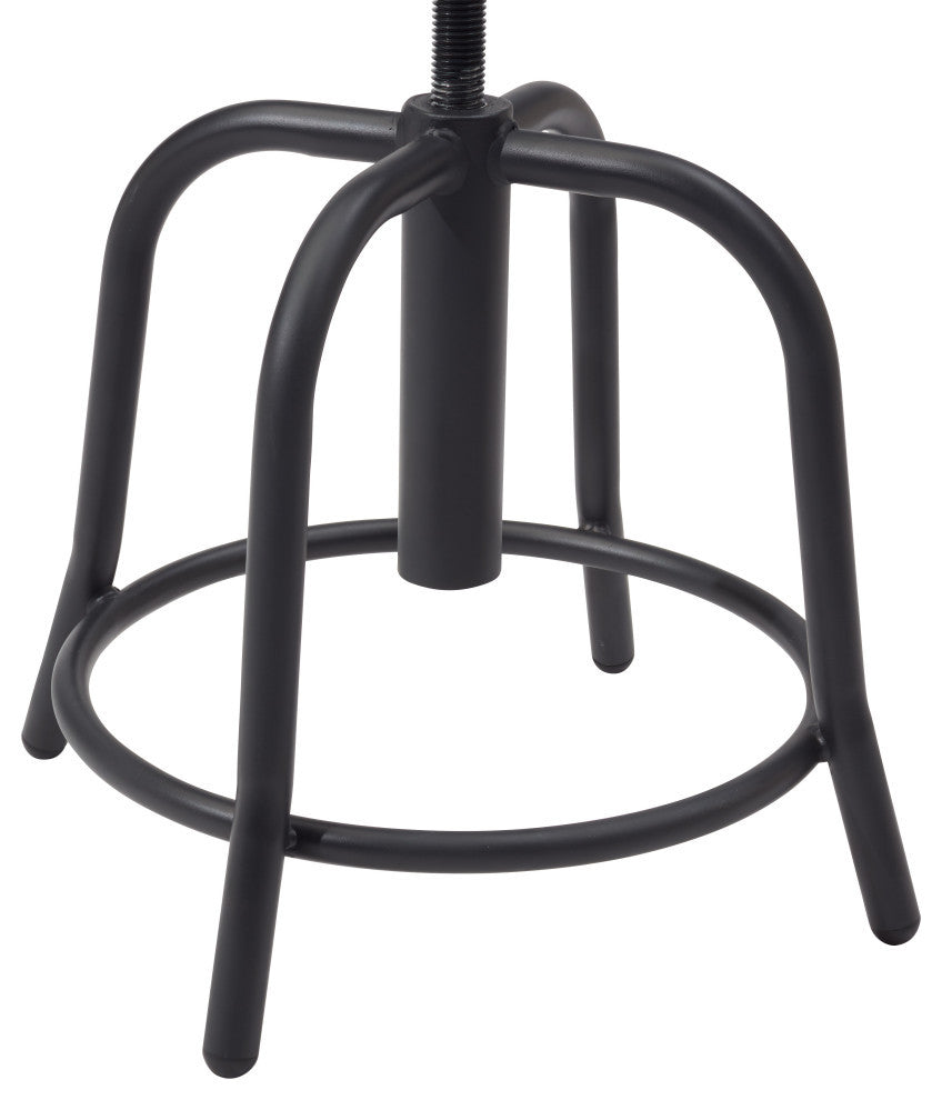 NPS 18"-25" Height Adjustable Stool, 3" Fabric Charcoal Seat, Black Frame